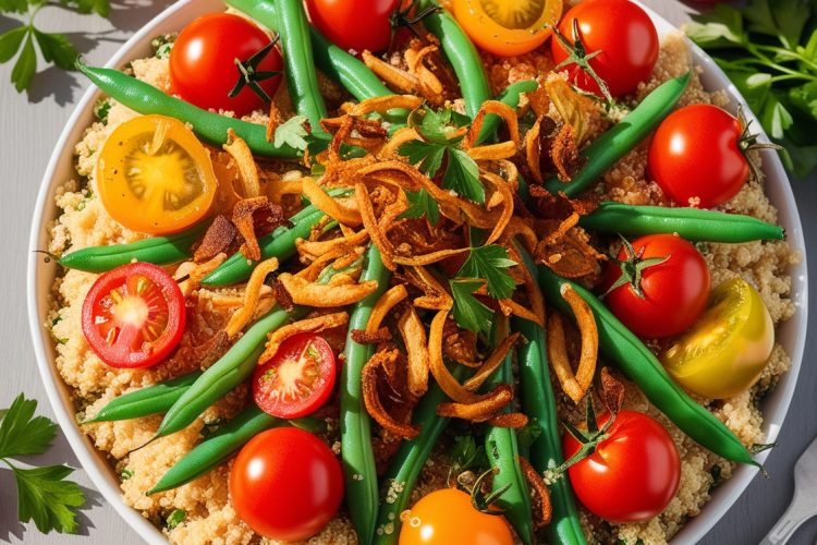 Quinoa Salad with Crispy Vegetables in oil on canvas